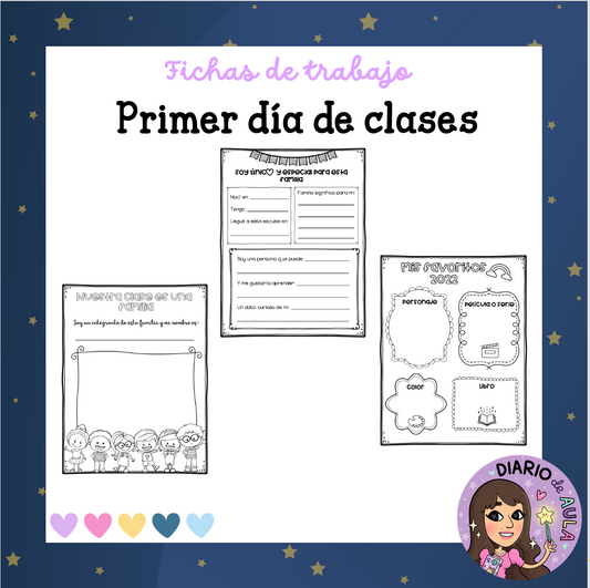 Fichas para primer día de escuela