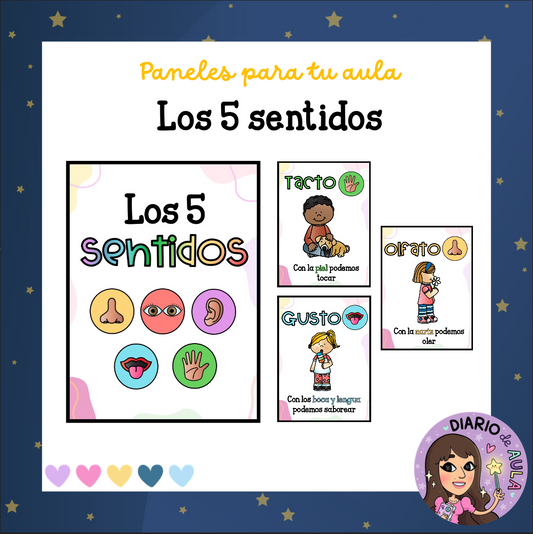 Panales para Aula y Ficha de trabajo "Los 5 Sentidos"